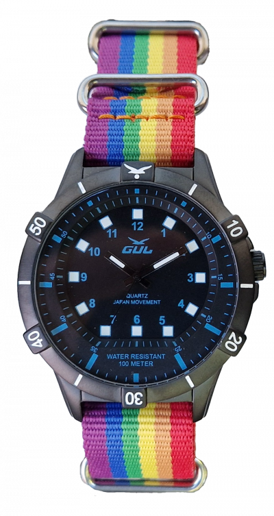 No.1 black / blue with rainbow nato strap