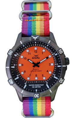 No.1 black / orange with rainbow nato strap