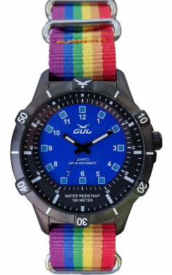 No.1 black / blue with rainbow nato strap