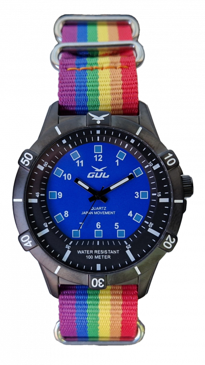 No.1 black / blue with rainbow nato strap