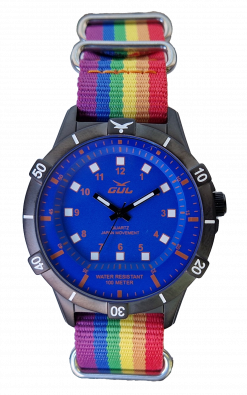 No.1 blue / orange with rainbow nato strap