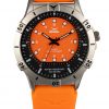 GUL No.2 Wrist watch case in Stainless steel with Black-orange dial. A orange strap in soft slilicone