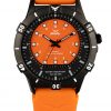 GUL No.2 Wrist watch case in IPB (Black) with black-orange dial. A orange strap in soft slilicone