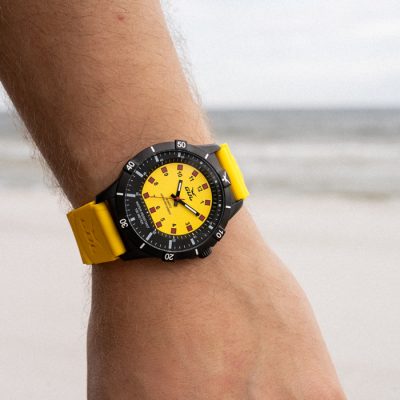 waterproof watch from gul watches on mans arm