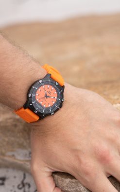 Waterproof watch from gul watches on mans arm