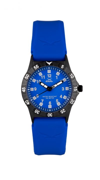 GUL No.2 blue analouge watch with a blue soft silicone strap.