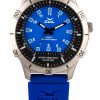 GUL No.1 watch with chrome case and Blue dial, blue silicone dive strap