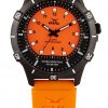 GUL No.1 watch with black case and Orange dial, orange silicone dive strap