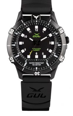 GUL No.1 Power by light black watch with black case and black silicnone strap
