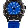 GUL No.1 watch with black case and Blue dial, blue silicone dive strap