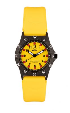GUL No.2 Yellow analouge watch with a Yellow soft silicone strap and black case