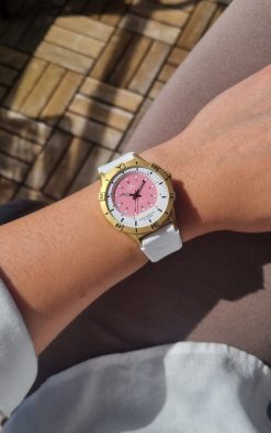 Alternative view of No.2 IPG 36mm Pink/White White silicone strap