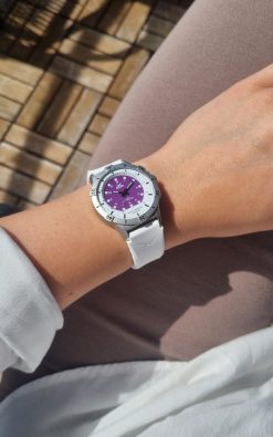 Alternative view of No.2  36mm Vit/Lila Vitt silikon Band
