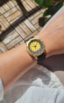 Alternative view of No.2 IPG 36mm Yellow/Black Black silicone strap