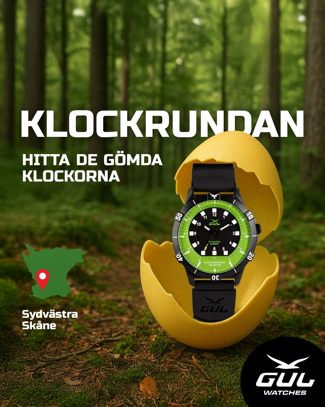 gult ägg med gul klocka i , klockrunda mobilbanner