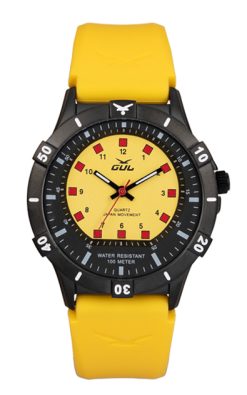 yellow gul watch with yellow straps