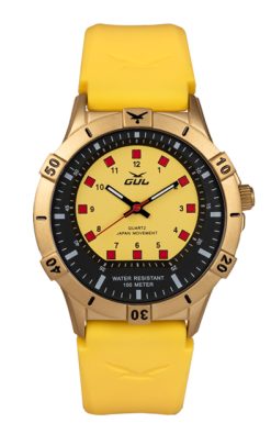 yellow gold gul watch with yellow straps