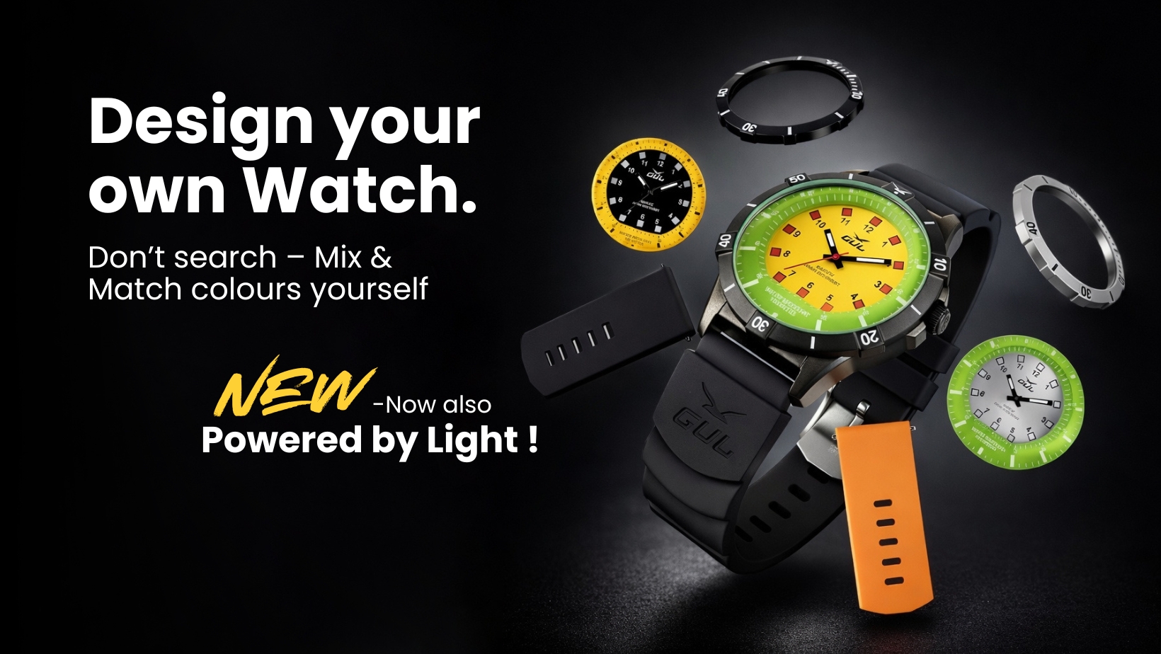 Design your own watch banner gul watches mens sports watch