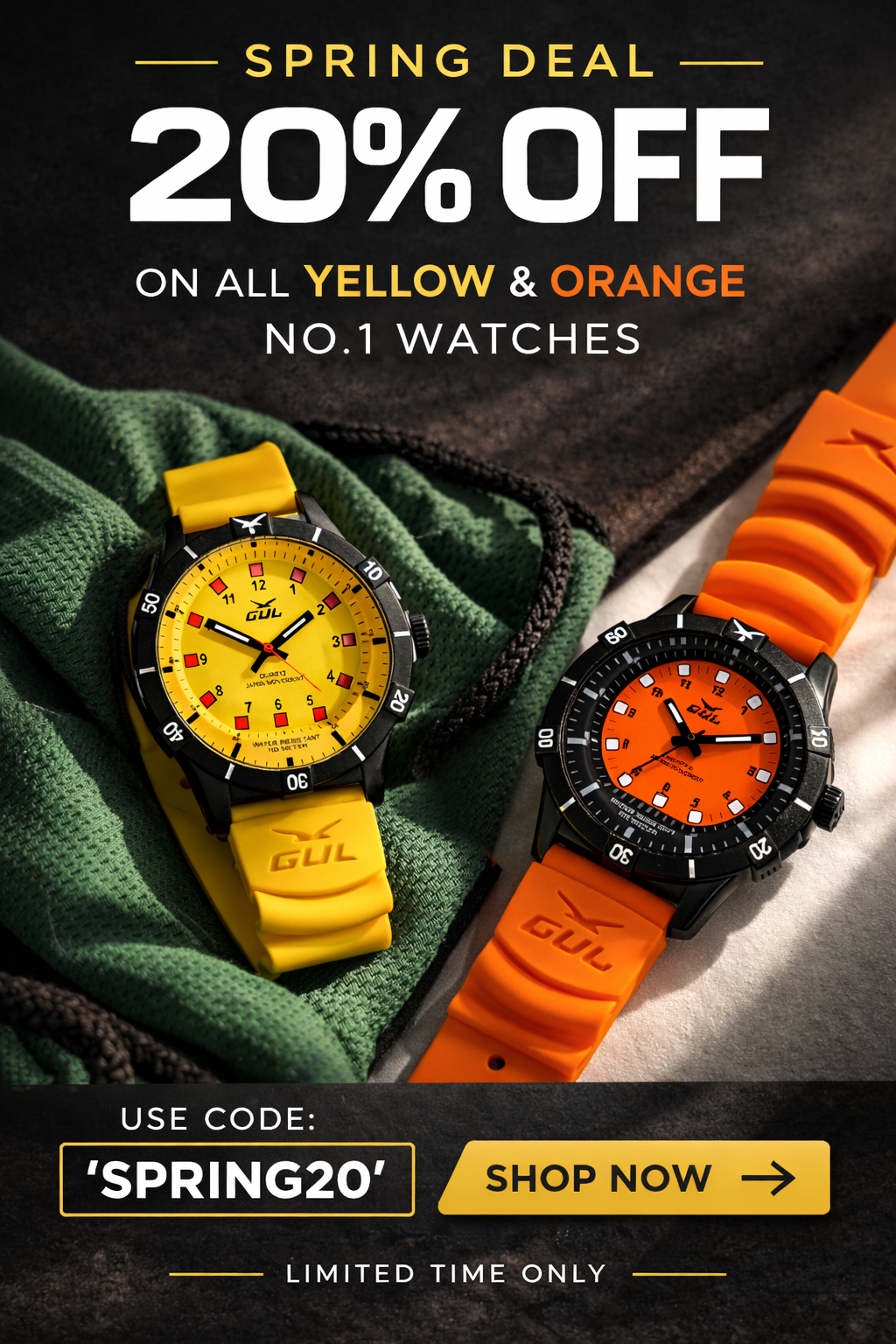 gul watches watch banner 20% off spring deal