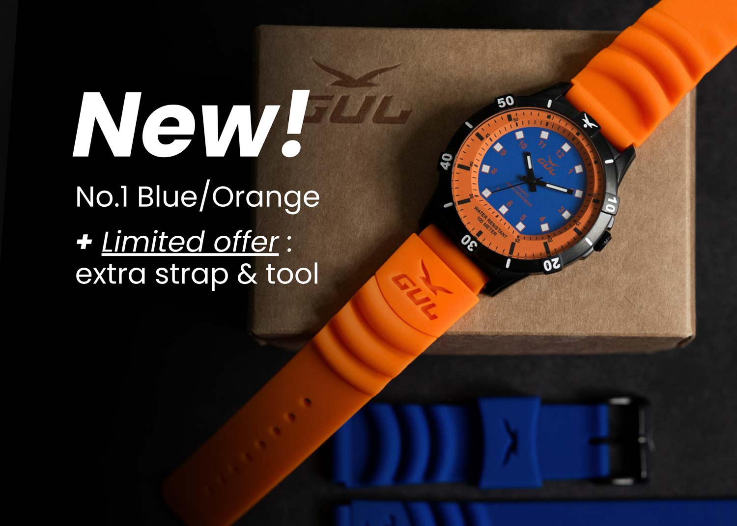 gul watches waterproof sports watch orange blue watch banner