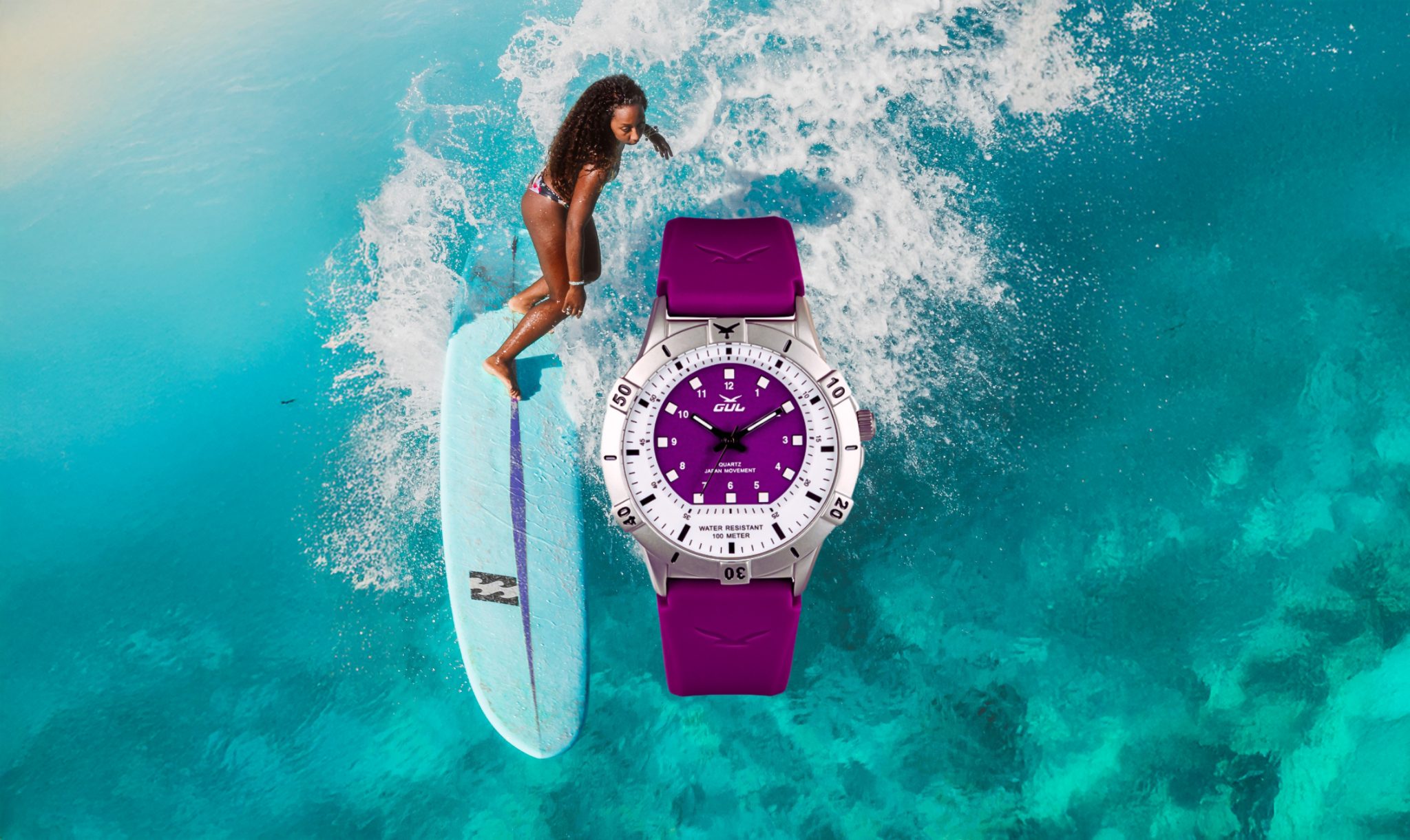 no.2 purple white watch gul watches banner woman surfing