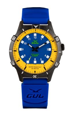 Gul No.1 Power by ligt Watch Blue Yellow Silicone strap