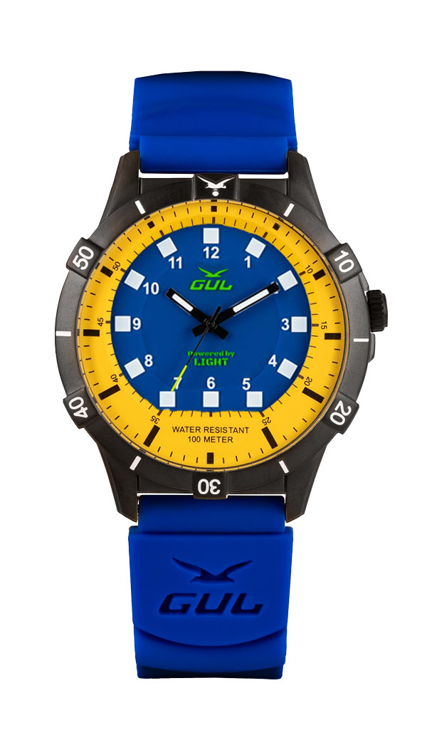 Gul No.1 Power by ligt Watch Blue Yellow Silicone strap