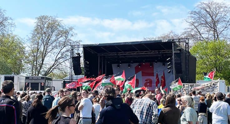 Kopenhag’daki 1 Mayıs’ta gösterilerinde İsrail karşıtı protestolar öne çıktı