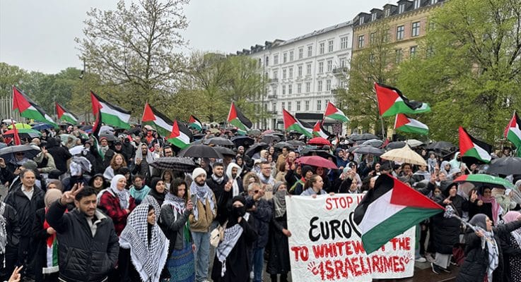 Başkent Kopenhag’da Filistin’e destek gösterisi