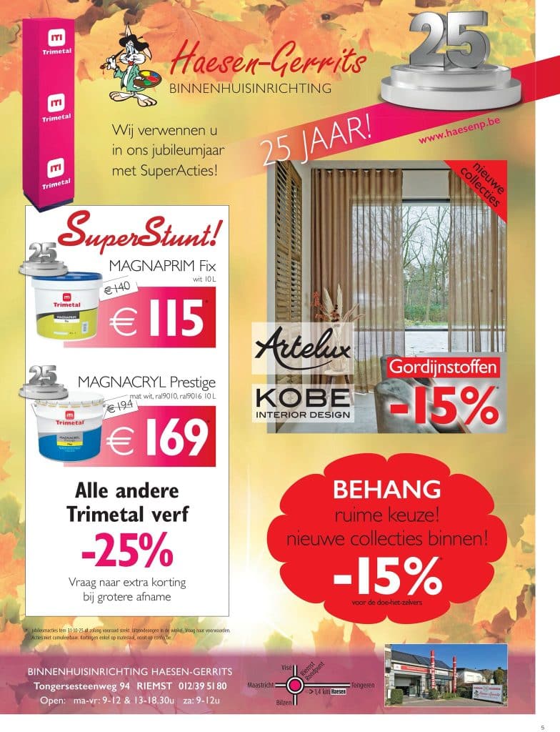 Binnenhuisinrichting Haesen Gerrits Riemst Limburg actie oktober