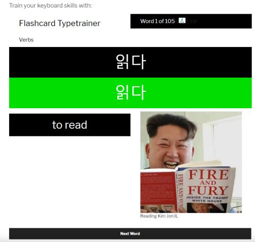 Picture of flashcard typetrainer with kim jong-il