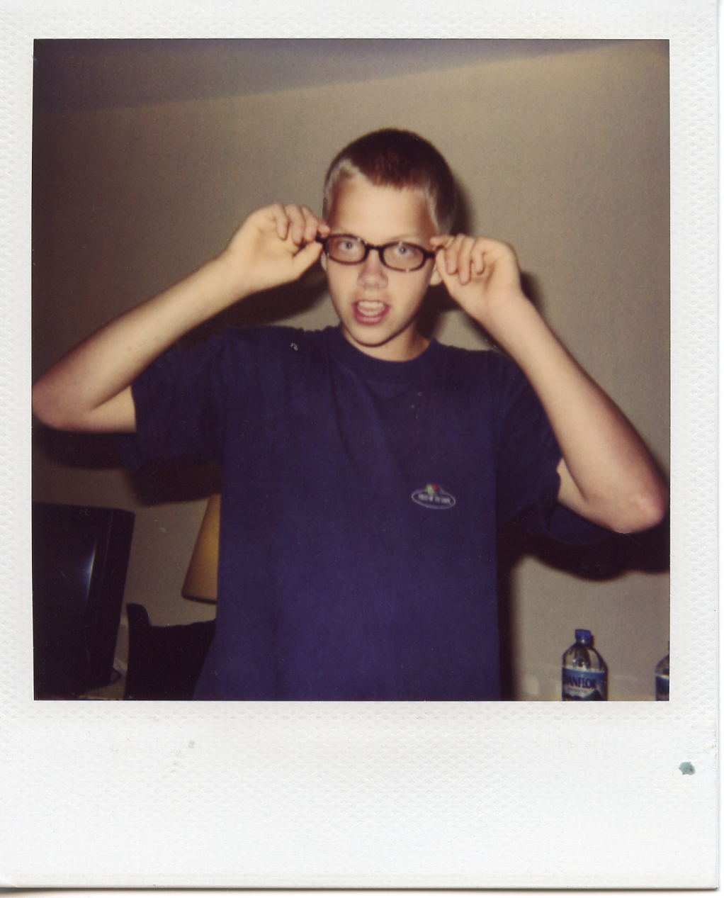 My brother wearing my glasses, Onsala.