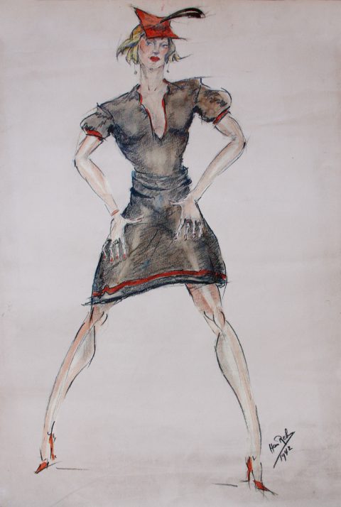 1942, aquarel, houtskool, 50 – 65 cm