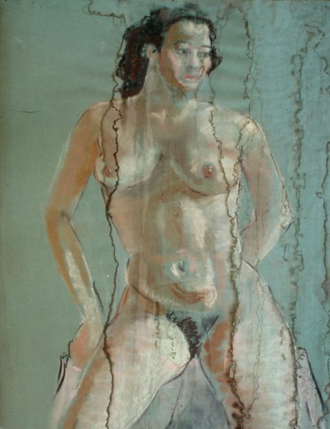 Naakt, pastel, 1954, 60 - 45 cm. Lekkage in het atelier