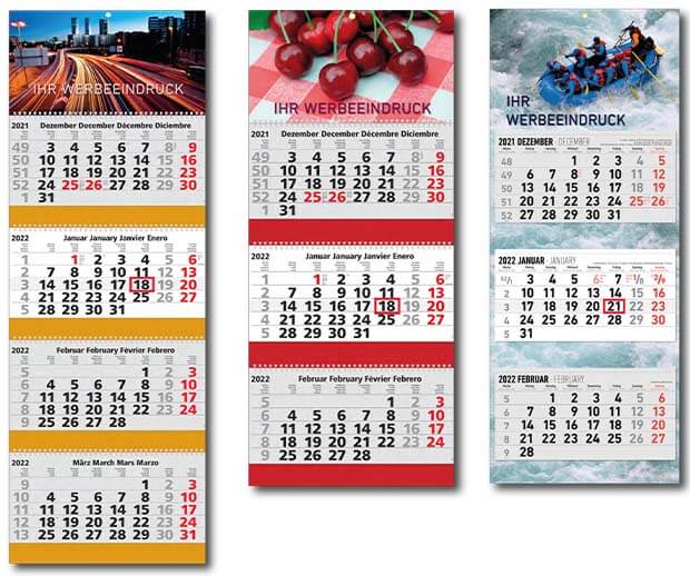 3 og 4 måneders kalender med reklametryk
