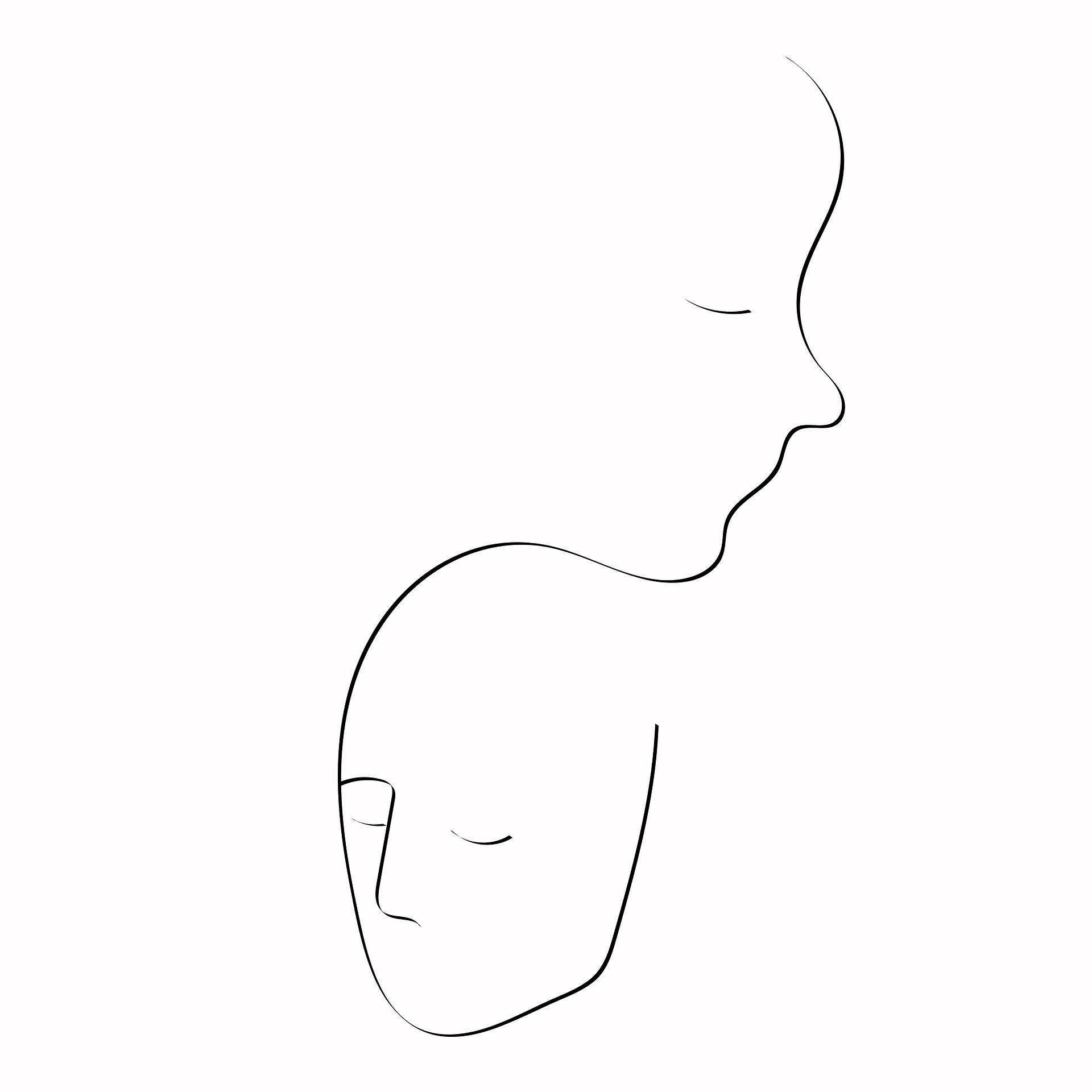 Line drawing of heads showing a hug