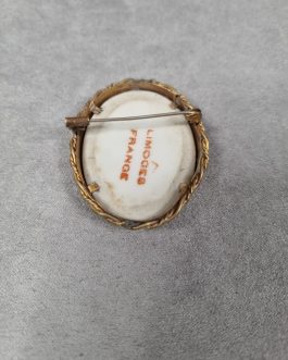 Limoges porcelain brooch