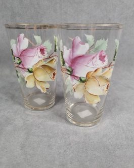 A pair of enamel glasses