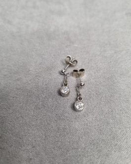 14 karat white gold stud earrings with old mine cut diamonds