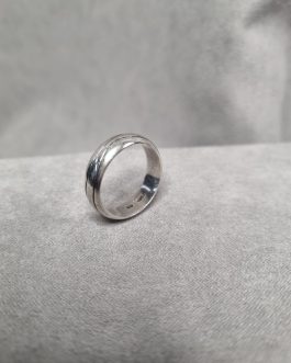 Silver ring with double stripe pattern