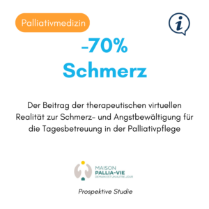 klinische Studie, die in der Abteilung für Palliativmedizin durchgeführt wurde. Der Beitrag der virtuellen Realität zur Schmerz- und Angstbewältigung bei der Tagesbetreuung.