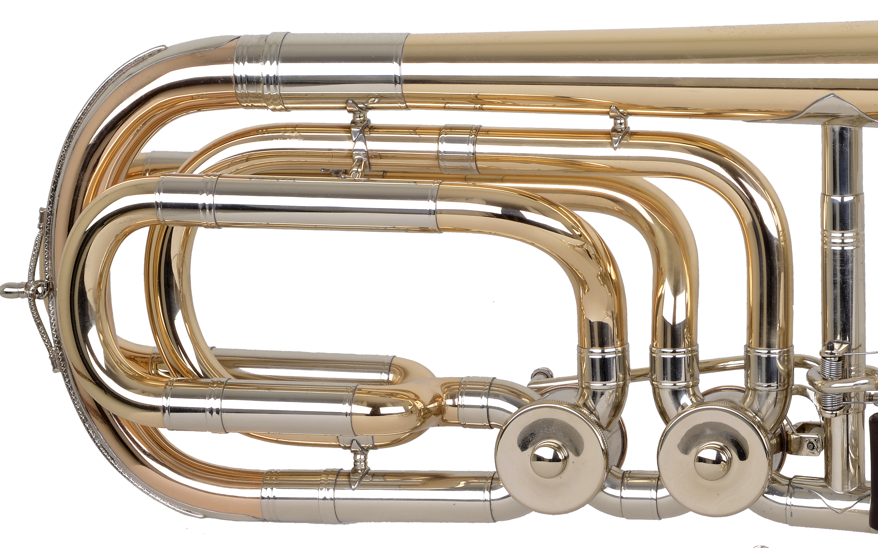 Bass trombone, open-flow valves, traditional wrap