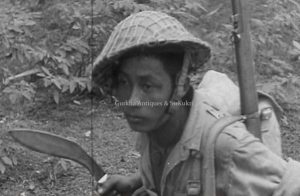 gurkha soldier with kukri in burma during ww2, 1943. heritage knives, kilatools. 