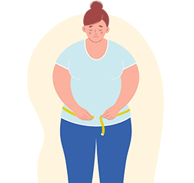 A stylised image of an overweight person. Obesity is linked to recurring hernias.