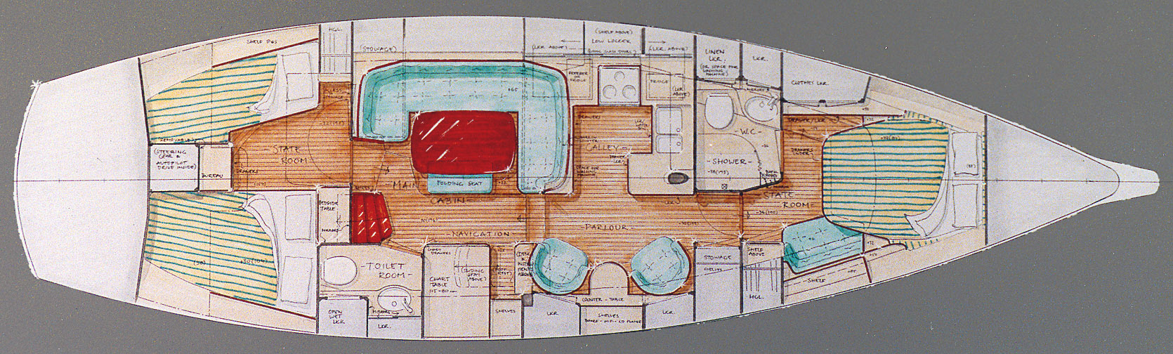 Interior layout for Fantasi 44 PH #1, 'Dawdle'