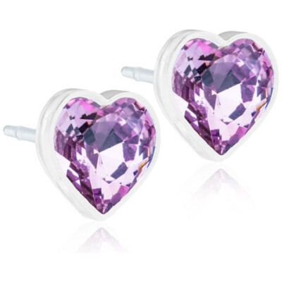 Hudvenlige øreringe MP Heart 6mm, Light amethyst