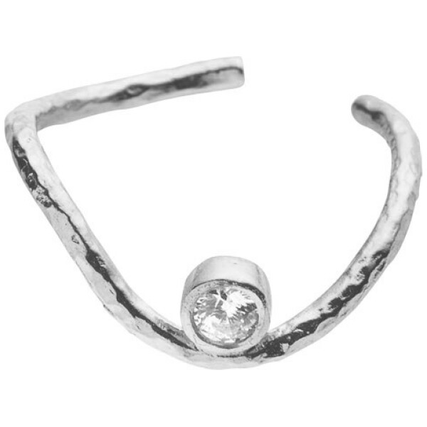 WAVY EAR CUFF SILVER WITH STONE