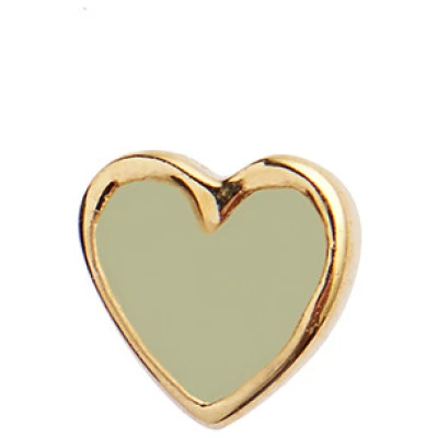 Petit love heart olive green enamel gold