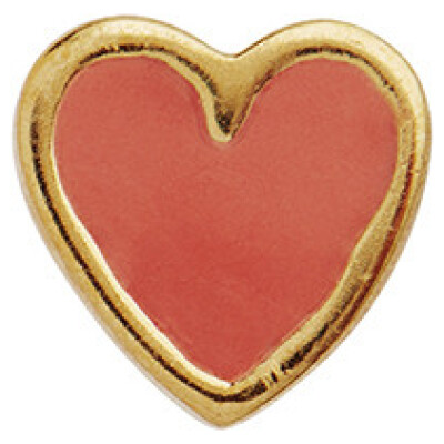 Petit Love Heart Red Coral Enamel Gold