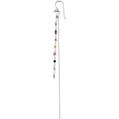 Petit Gemstones with Long Chain Earring Silver